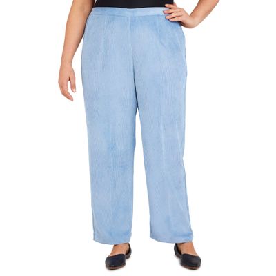 Alfred Dunner Women's Plus-Size Womens Corduroy Pull-On Straight Leg Regular Length Pant Size 24W Wedgewood