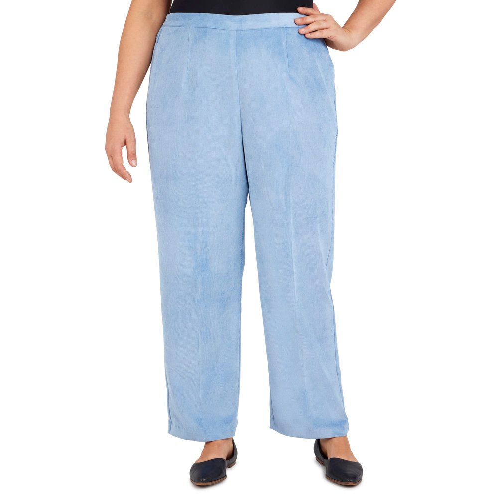Alfred Dunner Women's Plus-Size Womens Corduroy Pull-On Straight Leg Regular Length Pant Size 24W Wedgewood