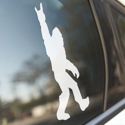 Darknalia | Yeti Sasquatch Big Foot Rock On Decal Sticker for Trucks Vinyl Car Graphic | Vinyl Car Sticker | for Cars Trucks Vans Walls Laptop | Gloss White Color | 6 X 3 Inch
