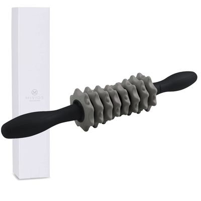 MIVIOS AMV102DG Stick Roller, Custom, Replaceable, Press Point Fascial Roller, Myofascial Release, Loose, Stretch, Custom Stick, Mibios, Mibios, Dark Gray