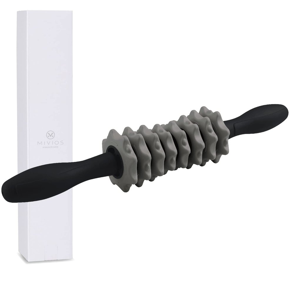 MIVIOS AMV102DG Stick Roller, Custom, Replaceable, Press Point Fascial Roller, Myofascial Release, Loose, Stretch, Custom Stick, Mibios, Mibios, Dark Gray