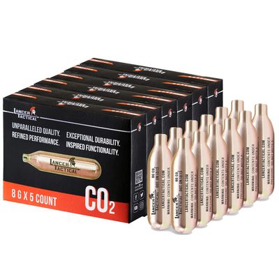 Lancer Tactical 8g CO2 Cylinder Cartridge Charger for Kitchen Use, Pepper Gun, Seltzer Water/Soda Chargers, Airsoft, Air Gun, (5 Count -30 Count)