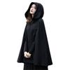 tuduoms Women's Winter Cloak Hood Woolen Cape Halloween Party Open Front Cardigans Thick Coat Short Poncho Halloween Costumes view 1