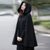 tuduoms Women's Winter Cloak Hood Woolen Cape Halloween Party Open Front Cardigans Thick Coat Short Poncho Halloween Costumes view 2