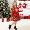 AGQT Toddler Girls Christmas Dresses Cotton Long Sleeve Santa Print Xmas Outfit Princess Tulle Tutu Dress Red Size 2-3T view 3