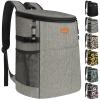 Camping Cooler Backpack 30 Cans, Soft Backpack Coolers Insulated Leak Proof Travel Cooler Bag Waterproof Lunch Picnic Beach Work Trip Thermal Bag Drink Beverage Beer Bag Cooler Grey view 1