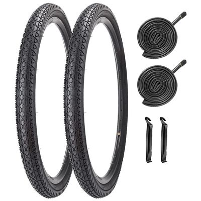 Bike Tire, 26"x 2.125" Folding Beach Cruiser Replacement Bicycle Tire (2 Tires 2 Tubes/Black)