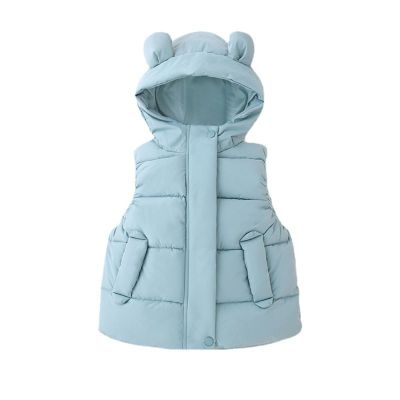 Toddler Baby Boys Girls Sleeveless Jacket Vest Winter Solid Down Coats Ears Hooded Outer (A-Mint Green, 4-5 Years)