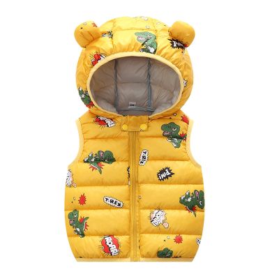 Toddler Baby Boys Girls Sleeveless Jacket Vest Winter Solid Down Coats Ears Hooded Outer Outwear (B-Yellow, 2-3 Years)