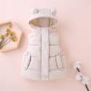 Toddler Baby Boys Girls Sleeveless Jacket Vest Winter Solid Down Coats Ears Hooded Outer Outwear (A-Beige, 4-5 Years) view 3