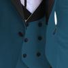 Men's Slimming 3 Piece Suit Casual 1 Button Lapel Business Blazer Set Dinner Wedding Groomsmen Jacket Vest & Pant (Blue2,X-Small) view 3