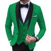 Mens 3 Piece Blazer Sets Stylish 1 Button Shawl Lapel Business Jacket Suits Slimming Wedding Prom Groomsmen Suits (Green,XX-Large) view 1