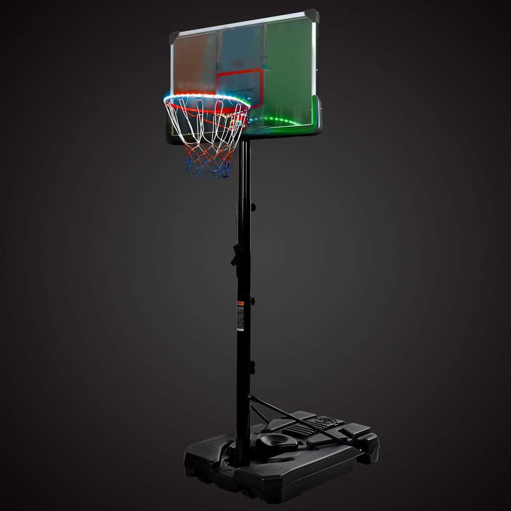 Yoluckea Portable Basketball Hoop, Adjustable Teenager Basketball Rack with Waterproof Super Bright LED Basketball Hoop Lights, Outdoor/Indoor Adjustable Height Basketball Set for Youth (6.6-10ft)