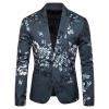 JEsilunmaMY Men's Floral Blazer Jacket Slim Fit Notch Lapel 1 Button Suit Jacket Stylish Business Wedding Prom Dress Blazers (ArmyGreen,X-Large) view 1
