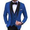 Mens 3 Piece Blazer Sets Stylish 1 Button Shawl Lapel Business Jacket Suits Slimming Wedding Prom Groomsmen Suits (Blue2,X-Small) view 1