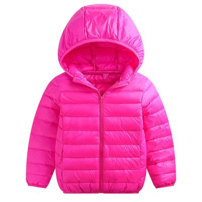 Kids Coat Winter Jacket Girls Boys Hooded Soild Toddler Outwear Windproof Warm Thick Girls Coat (Hot Pink, 6-7 Years)