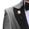 Men's Slimming 3 Piece Suit Casual 1 Button Lapel Business Blazer Set Dinner Wedding Groomsmen Jacket Vest & Pant (Light Grey,XX-Large) view 4