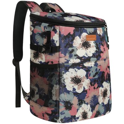 Camping Cooler Backpack 30 Cans, Soft Backpack Coolers Insulated Leak Proof Travel Cooler Bag Waterproof Lunch Picnic Beach Work Trip Thermal Bag Drink Beverage Beer Cooler Floral Painting