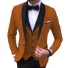 Mens Slim Fit Business Suits Casual 1 Button Shawl Collar 3 Piece Blazer Sets Wedding Prom Jacket Vest & Pants (Brown,4X-Large) view 1