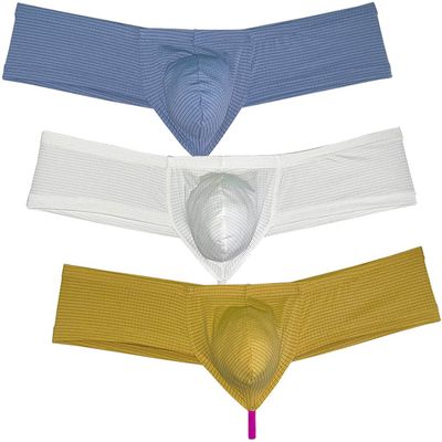Men's Breathable Hipster Hip Hop Boxer Briefs Underwear Ultimate Bikini Bottoms Panties 1/3 Buttocks 3-Pack(Grey, White, Fruit Yellow) M