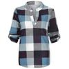 Womens Tops Casual Plaid Blouse Long Sleeve Shirts Lace V-Neck Sweatshirt Christmas Pullover Sweaters 2025 Fall Clothes A-Sky Blue view 3