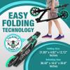 SereneLife Lightweight and Foldable Kick Scooter Comfortable T-Bar Handlebar, Adjustable Scooter for Teens and Adult, Alloy Deck with High Impact Wheels, Durable ABEC-7 Bearings Aqua on Black SLTS02 view 3