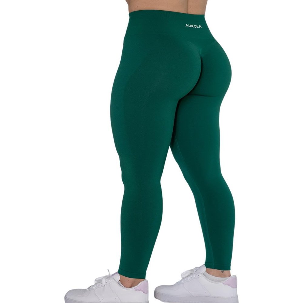 AUROLA Intensify Workout Leggings for Women Seamless Scrunch Tights Tummy Control Gym Fitness Girl Sport Active Yoga Pants (S, Alpine Green)