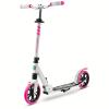 SereneLife Lightweight and Foldable Kick Scooter Comfortable T-Bar Handlebar, Adjustable Scooter for Teens and Adult, Alloy Deck with High Impact Wheels, Durable ABEC-7 Bearings, White & Pink SLTS35 view 1
