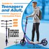 SereneLife Lightweight and Foldable Kick Scooter - Comfortable T-Bar Handlebar, Adjustable Scooter for Teens and Adult, Alloy Deck with High Impact Wheels, Durable ABEC-7 Bearings, Purple SLTS79.5 view 4