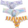 Botmois Men's Breathable Brazilian Bikini Sioft Boxer Briefs Underwear Comfy Enhance Bulge Pouch Cheeky Boxers Hipster 3-Pack(Purple Wave,Dream Color,Oragne Stripe) L view 1