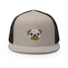 Pug Trucker Cap, Pug Dog Trucker hat mesh Cap, Embroidered Unisex Trucker hat, Pug mom hat, Pug dad hat. Silver/Black view 1