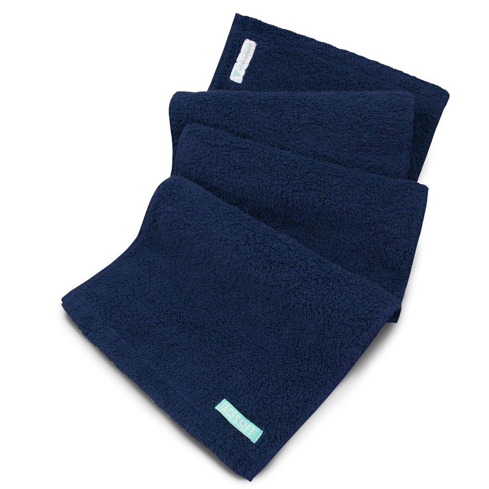 FACESOFT Eco Friendly Gym Towel for Working Out - Soft and Absorbent Cotton Exercise - No Synthetic Microfibers or Plastics - Sweat Towel for Gym, Fitness, Sports, Yoga - Navy - 1 Pc