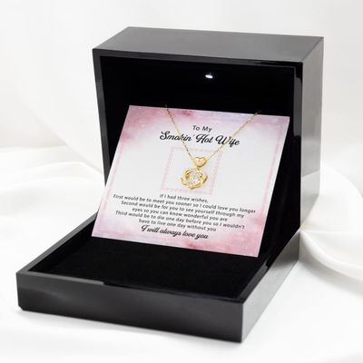Heart Knot Gold Necklace Luxury Box Birthday Gift for Wife, for Wife, Smokin hot Wife, Necklace Gold Plated Stirling Silver, jewelr