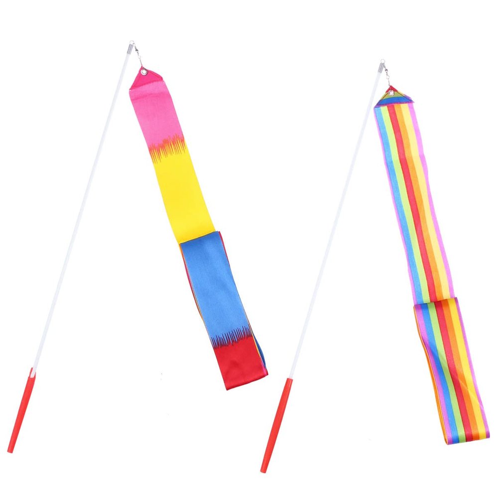 INOOMP 4pc Rhythmic Gymnastics Ribbons Set Streamers for Dance Performance for Boys and Girls and Beginners for Gymnastics Training Circus Skills and Fun Activities