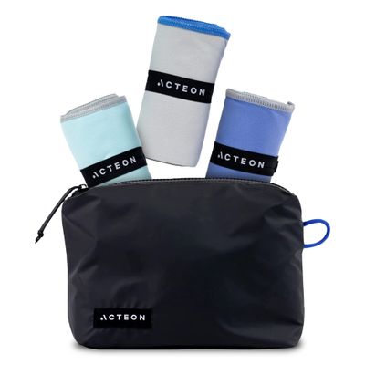 Acteon Microfiber Travel Towel & Wet Bag Set, Large Quick Dry Silver ION Odor-Free Mega Absorbent Fiber, Fast Drying Men & Women for Body Sweat, Beach, Pool, Camping, Gym