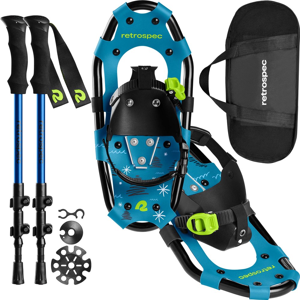 Retrospec unisex teen Snowshoe Trekking Pole Bundle, Brash Blue, 14 US