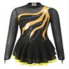 Aislor Girls Mesh Splice Figure Ice Skating Dress Long Sleeves Ballet Dance Gymnastics Leotards Tutu Dress Dancewear Yellow 16 Years view 3