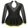 Aislor Girls Mesh Splice Figure Ice Skating Dress Long Sleeves Ballet Dance Gymnastics Leotards Tutu Dress Dancewear Yellow 16 Years view 4