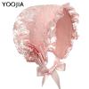 YOOJIA Baby Girls Bonnet Christening Lace Hat Caps Breathable Adjustable Baby Girl Sun Hat Beanie for Toddler Pink One Size view 2