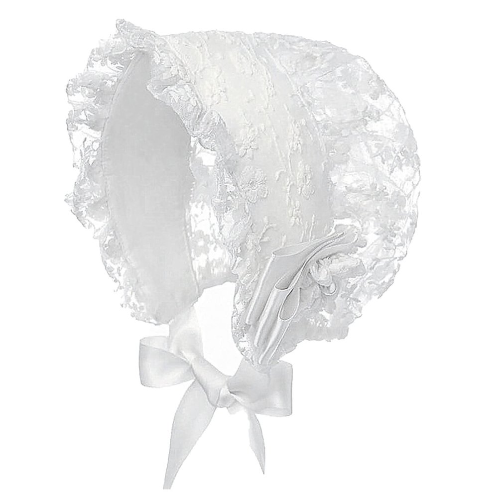 YiZYiF Baby Girl Bonnet Lace Christening Bonnet Toddler Princess Beanie Sun Protection Hat White One Size