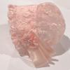YiZYiF Baby Girl Bonnet Lace Christening Bonnet Toddler Princess Beanie Sun Protection Hat Pink One Size view 3
