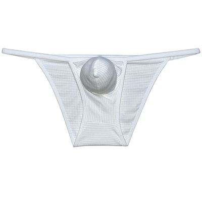 Botmois Men's String Cheeky Briefs Bulge Pouch Enhancing Underpants Breathable Bikini Underwear Skimpy Briefs White M