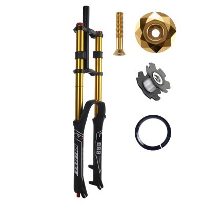 RUJIXU Mountain Bike Front Suspension Fork 26 27.5 29 Inch Disc Brake Air Down Hill Fork 1-1/8" Straight 1-1/2" Tapered MTB Triple Tree Bike Fork Travel 135mm Quick Release 2440g