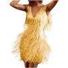 Ruziyoog Fashion Dress for Women Elegant Tassels Sequin Fringe Flapper Dresses Sexy Spaghetti Straps Mini Dancewear Dress view 1