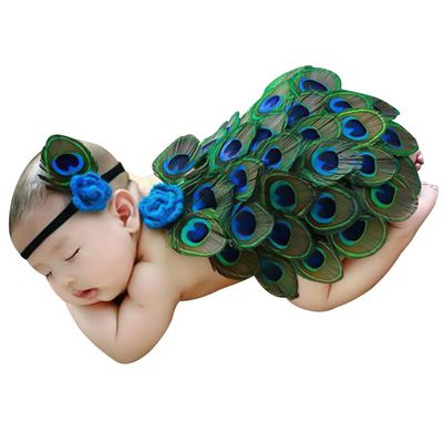 Cute Baby Photography Outfits, Headband and Peacock Feather Costume Set Baby Outfits Newborn Photography for Boys Girls Baby Photography Props