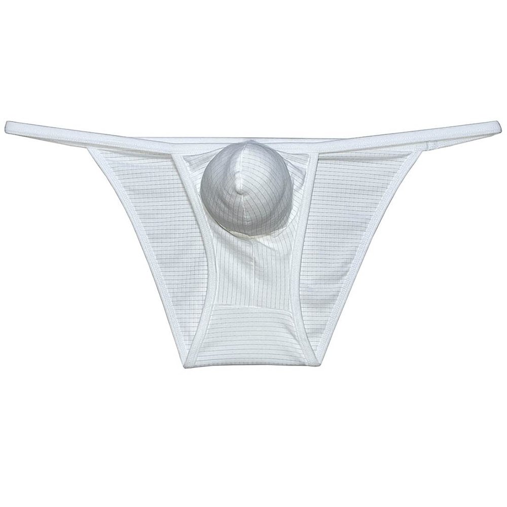 Botmois Men's String Cheeky Briefs Bulge Pouch Enhancing Underpants Breathable Bikini Underwear Skimpy Briefs White XL