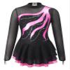 Aislor Girls Mesh Splice Figure Ice Skating Dress Long Sleeves Ballet Dance Gymnastics Leotards Tutu Dress Dancewear Hot Pink 6 Years view 3