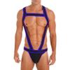 Agoky Mens Jockstrap Athletic Supporter Leotard Jumpsuits Wrestling Singlet with Removable Pouch Royal_Blue A X-Large view 2