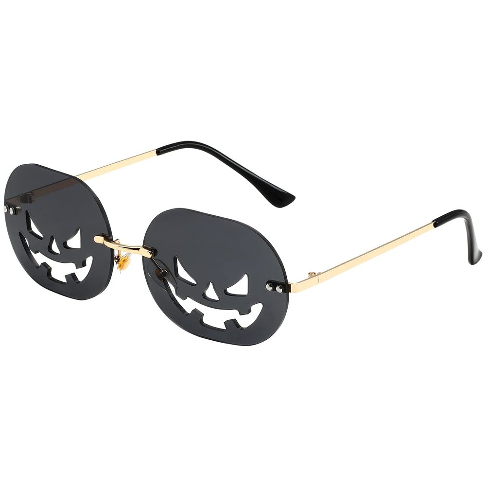 BOJOD Pumpkin Sunglasses Festival Funny Halloween Costume Sunglasses Goth Y2K Disco Glasses for Party Halloween Black