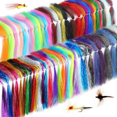 BBTO 60 Bags Colors Crystal Flash Fly Tying Material Fly Tying Thread Line Fly Tieing Kit for Hook Lure Dry Flies Jig Skirts Making, 300-400 Pcs Per Bag, Approx 30 Cm/ 11.81 Inches in Length